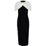 Abito midi con decorazione in nero e bianco - donna 