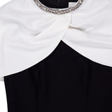 Abito midi con decorazione in nero e bianco - donna 