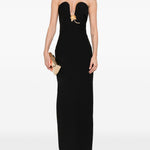 Abito lungo con scollo a cuore in nero Roland Mouret - donna 