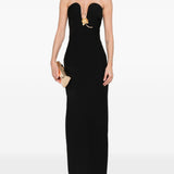 Abito lungo con scollo a cuore in nero Roland Mouret - donna 