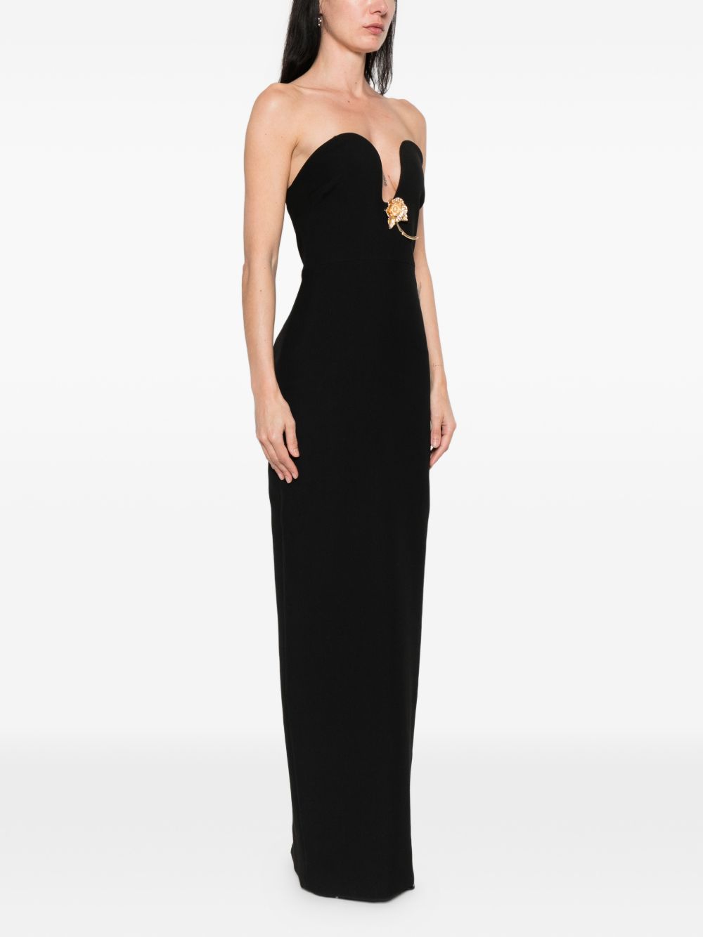 Abito lungo con scollo a cuore in nero Roland Mouret - donna 