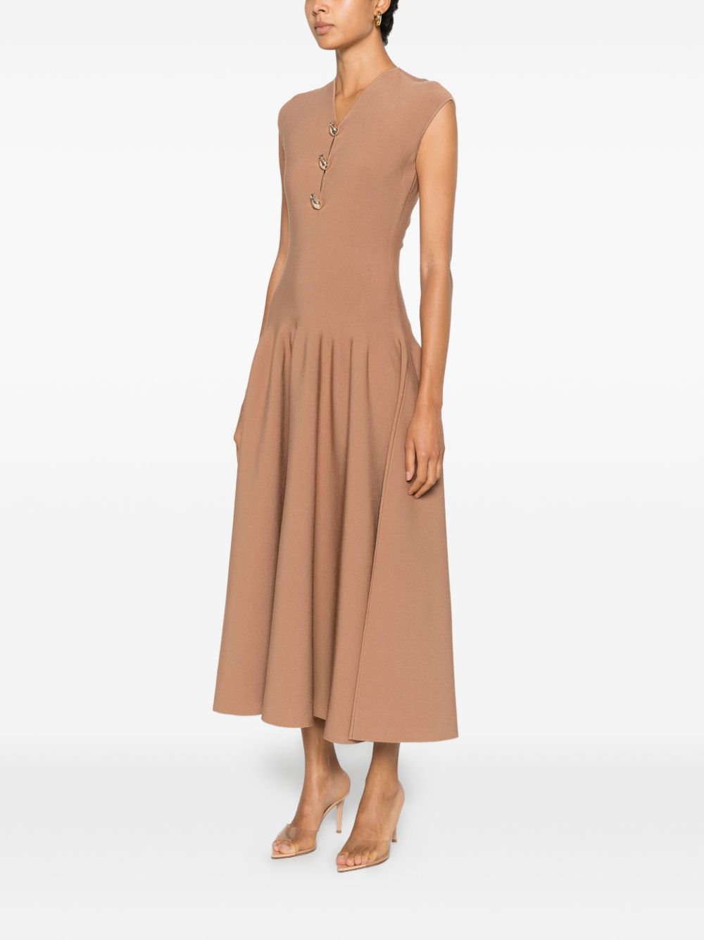 Abito midi con desigh svasato in marrone Roland mouret - donna 