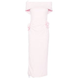 Abito midi con scollo a barca in rosa chiaro Roland Mouret - donna 