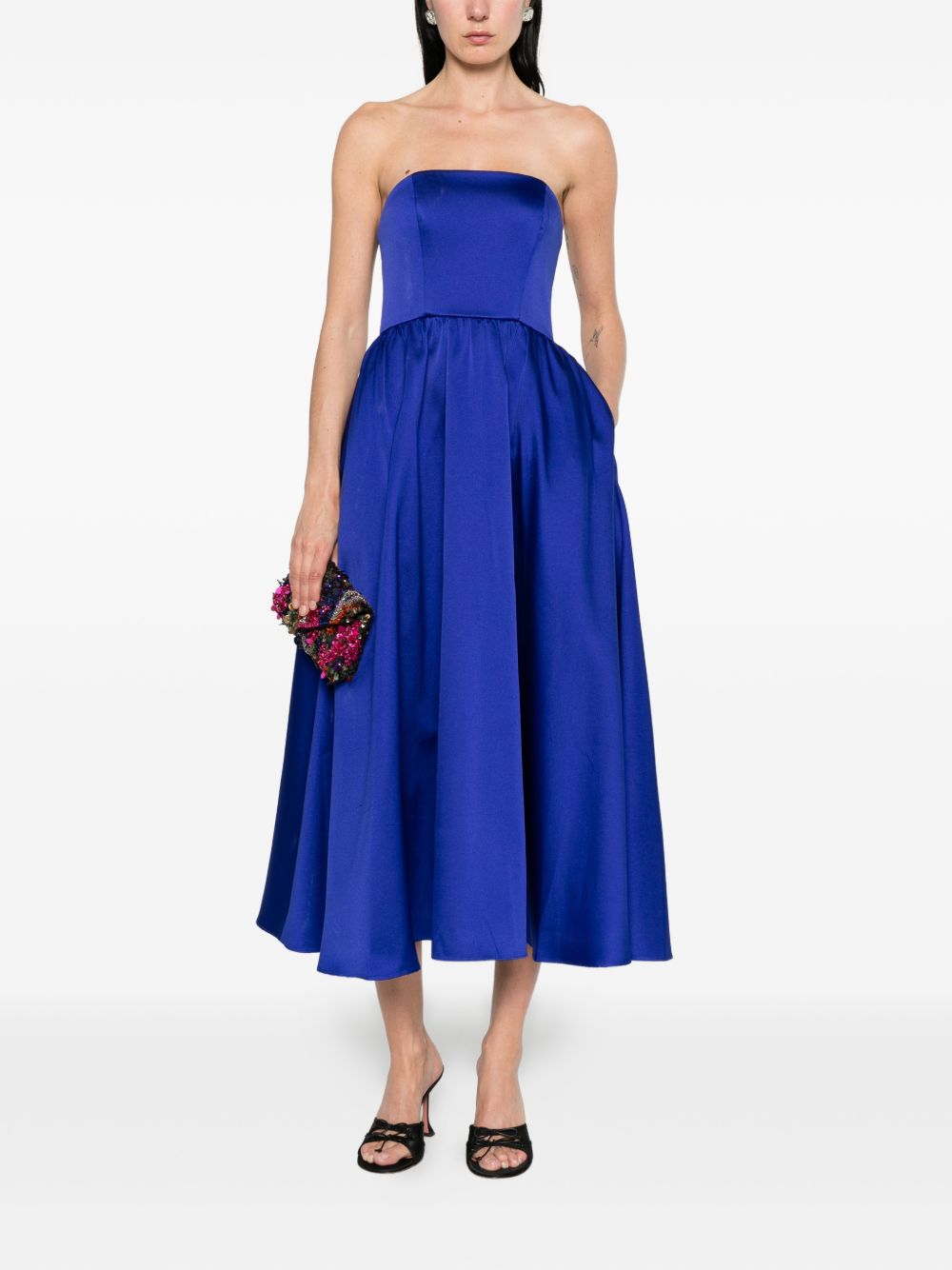 Abito midi con gonna svasata in blu Roland Mouret - donna 