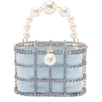 Borsa a mano con cristalli e perle holli in blu Rosantica - donna 