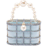 Borsa a mano con cristalli e perle holli in blu Rosantica - donna 