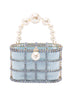 Borsa a mano con cristalli e perle holli in blu Rosantica - donna