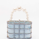 Borsa a mano con cristalli e perle holli in blu Rosantica - donna 