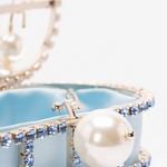 Borsa a mano con cristalli e perle holli in blu Rosantica - donna 