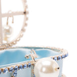 Borsa a mano con cristalli e perle holli in blu Rosantica - donna 