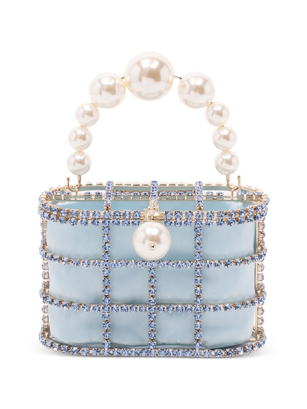 Borsa a mano con cristalli e perle holli in blu Rosantica - donna 