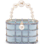 Borsa a mano con cristalli e perle holli in blu Rosantica - donna 