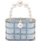 Borsa a mano con cristalli e perle holli in blu Rosantica - donna 