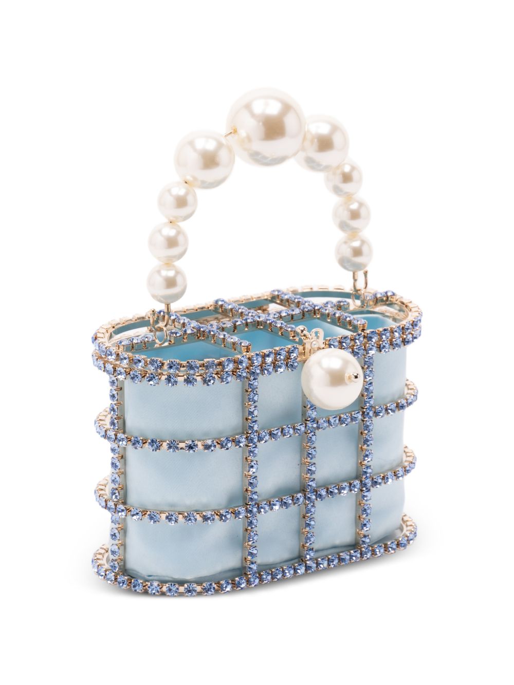 Borsa a mano con cristalli e perle holli in blu Rosantica - donna 