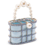Borsa a mano con cristalli e perle holli in blu Rosantica - donna 