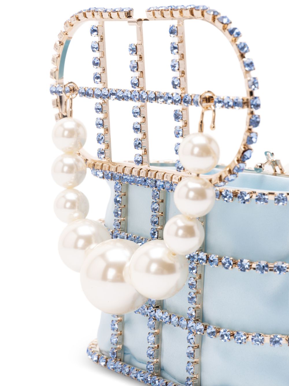 Borsa a mano con cristalli e perle holli in blu Rosantica - donna 