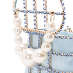Borsa a mano con cristalli e perle holli in blu Rosantica - donna 