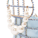 Borsa a mano con cristalli e perle holli in blu Rosantica - donna 