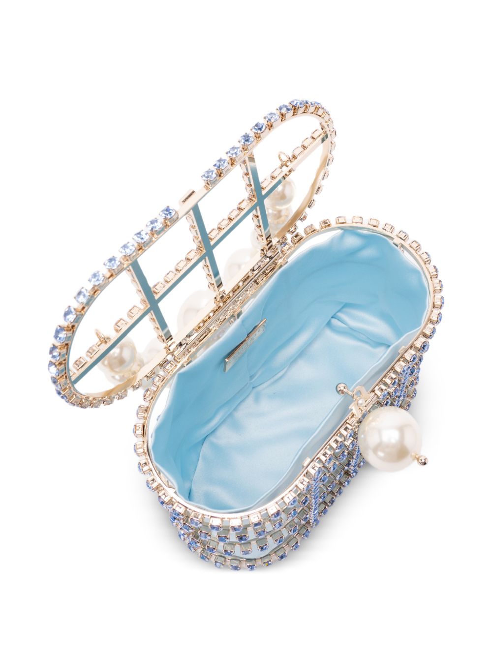 Borsa a mano con cristalli e perle holli in blu Rosantica - donna 