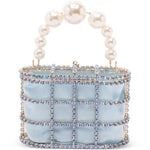 Borsa a mano con cristalli e perle holli in blu Rosantica - donna 