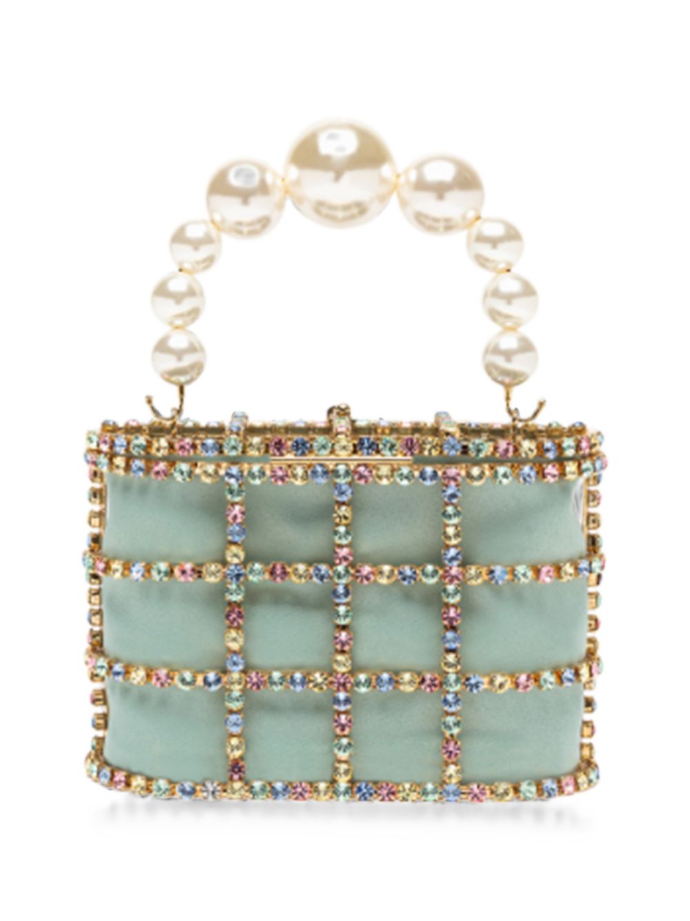Borsa a mano con cristalli e perle holli in verde Rosantica - donna 