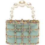 Borsa a mano con cristalli e perle holli in verde Rosantica - donna 
