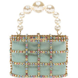 Borsa a mano con cristalli e perle holli in verde Rosantica - donna 
