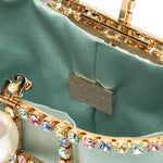 Borsa a mano con cristalli e perle holli in verde Rosantica - donna 