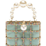 Borsa a mano con cristalli e perle holli in verde Rosantica - donna 