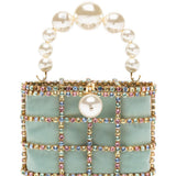 Borsa a mano con cristalli e perle holli in verde Rosantica - donna 