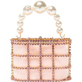 Borsa a mano con cristalli e perle holli in rosa Rosantica - donna 