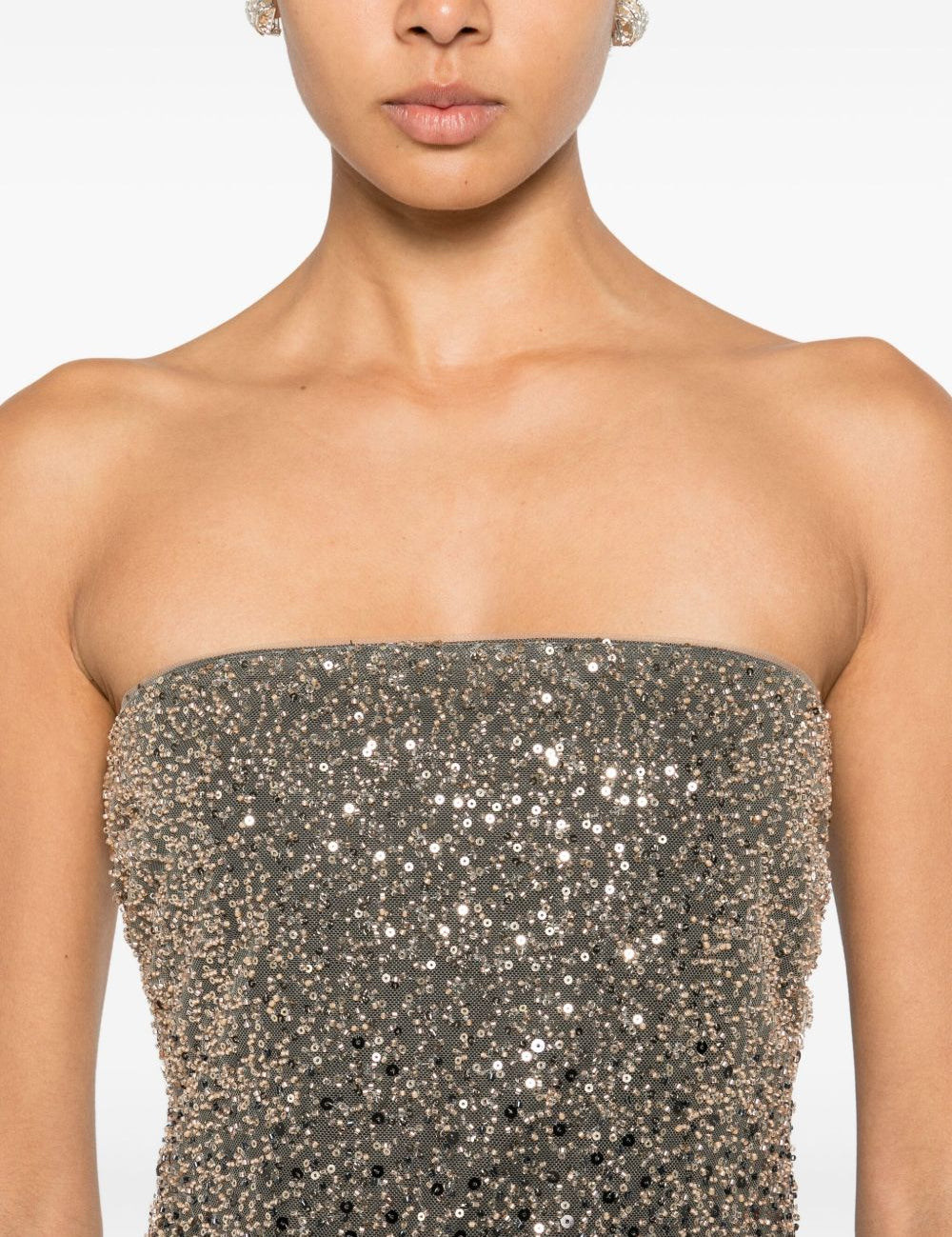 Abito midi con paillettes in nero Rotate - donna 