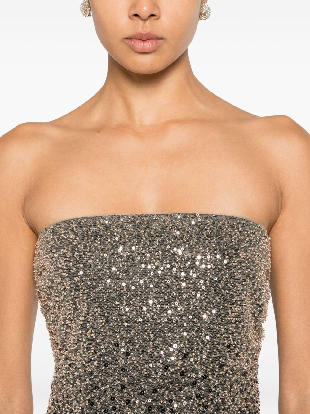 Abito midi con paillettes in nero Rotate - donna 