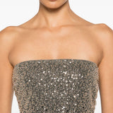 Abito midi con paillettes in nero Rotate - donna 