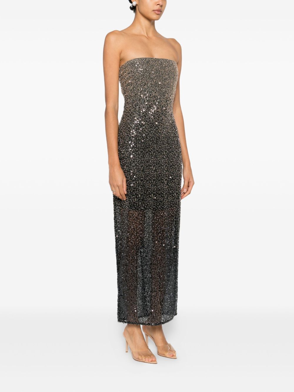 Abito midi con paillettes in nero Rotate - donna 