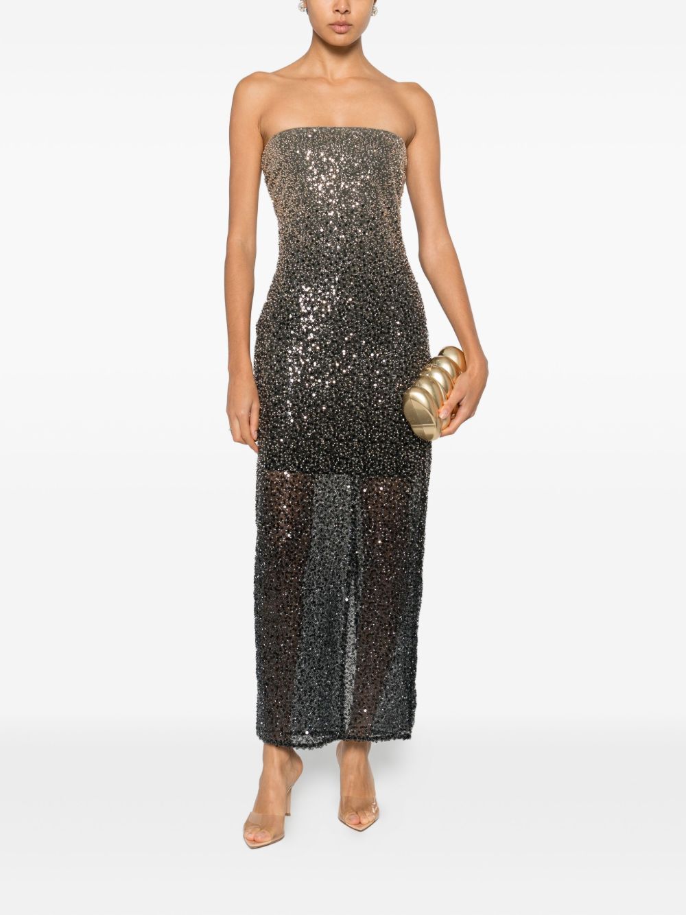 Abito midi con paillettes in nero Rotate - donna 