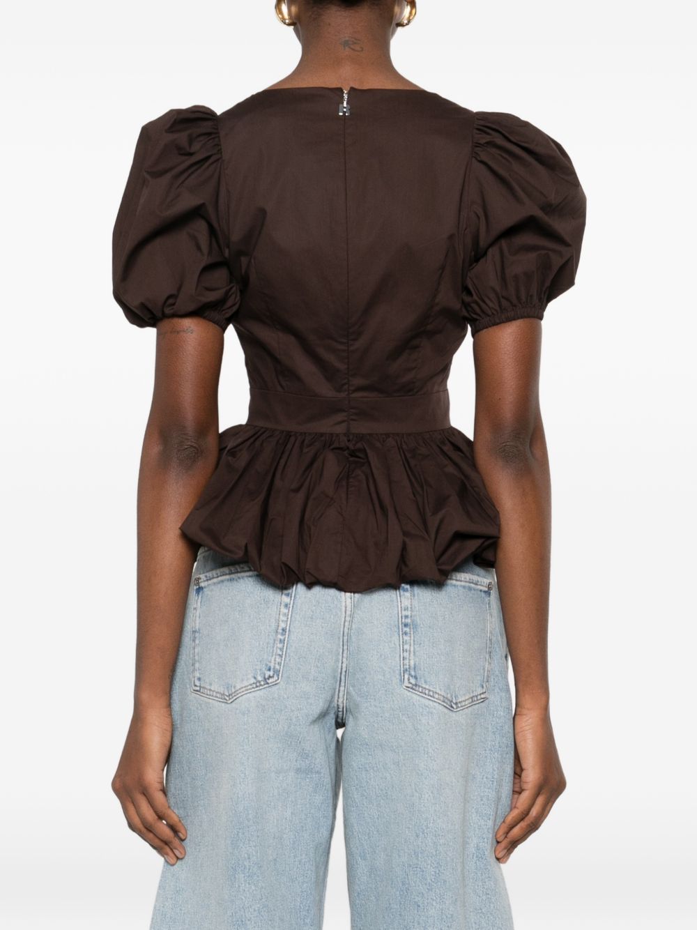 Top con maniche a sbuffo in marrone Rotate - donna 