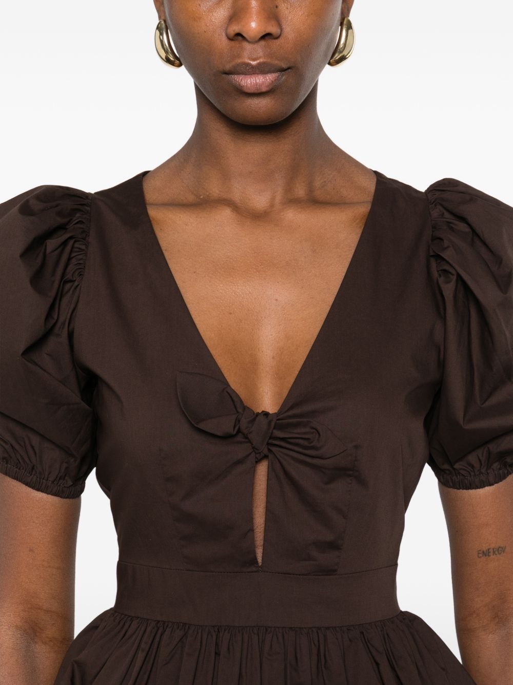 Top con maniche a sbuffo in marrone Rotate - donna 