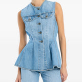 Top svasato in denim Rotate - donna 