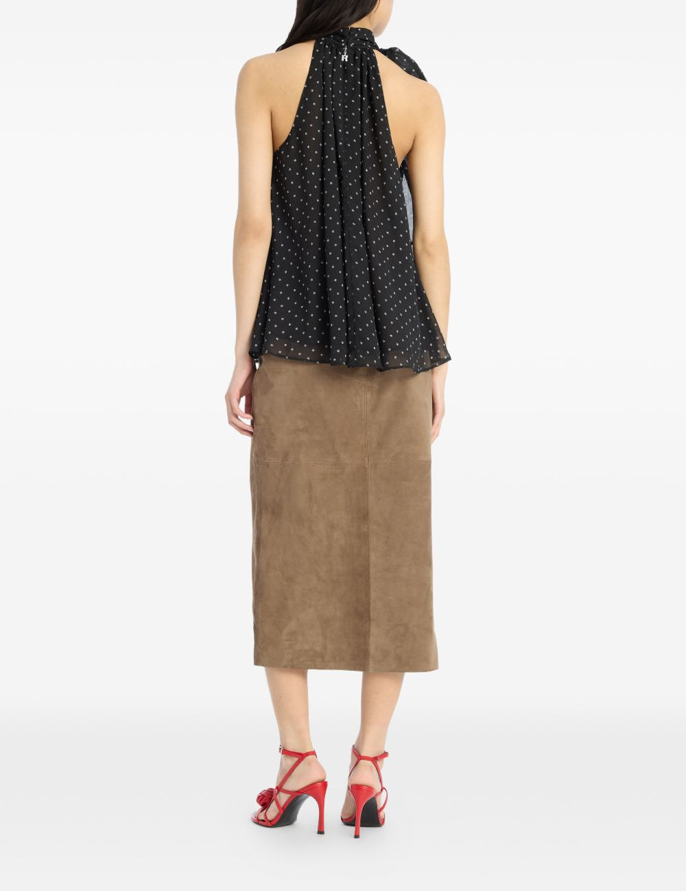 Gonna midi con spacco in marrone Rotate - donna 