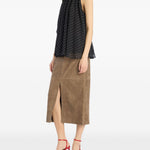 Gonna midi con spacco in marrone Rotate - donna 