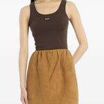Top a coste con logo in marrone Rotate - donna 