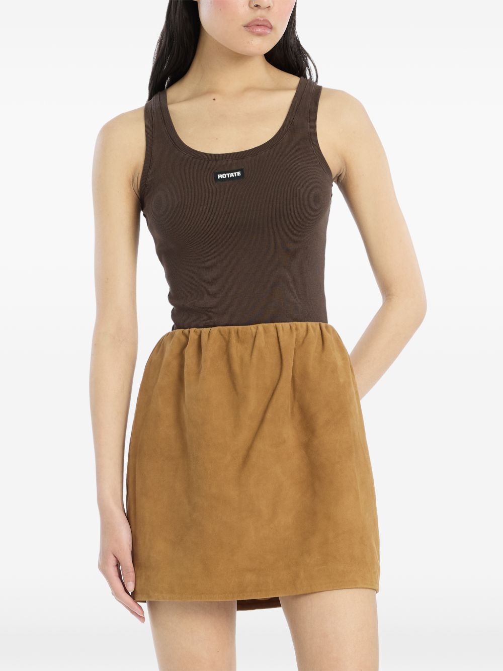 Top a coste con logo in marrone Rotate - donna 
