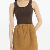 Top a coste con logo in marrone Rotate - donna 