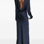 Abito lungo con scollo a scialle in blu Rotate - donna 