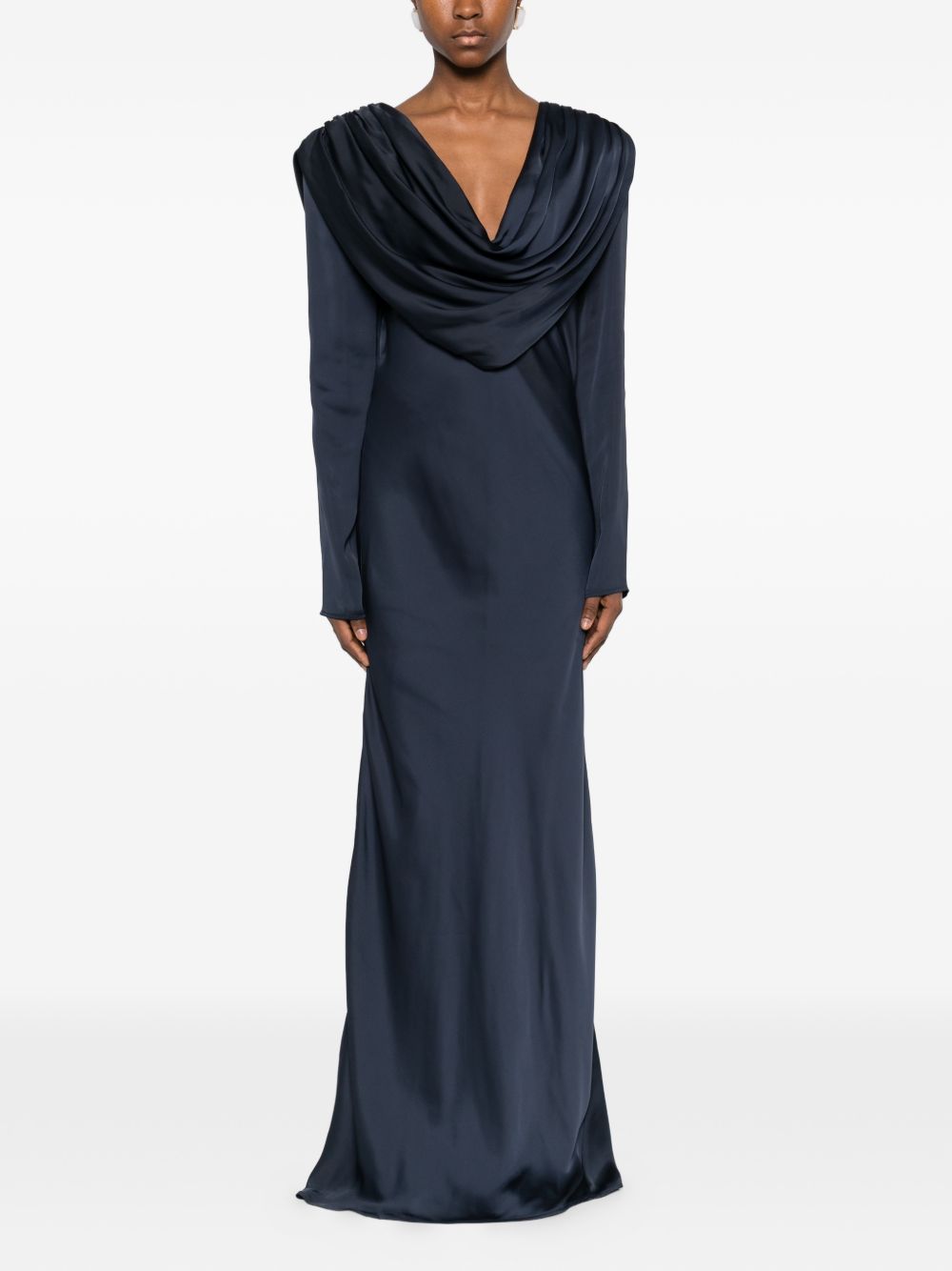 Abito lungo con scollo a scialle in blu Rotate - donna 