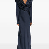 Abito lungo con scollo a scialle in blu Rotate - donna 