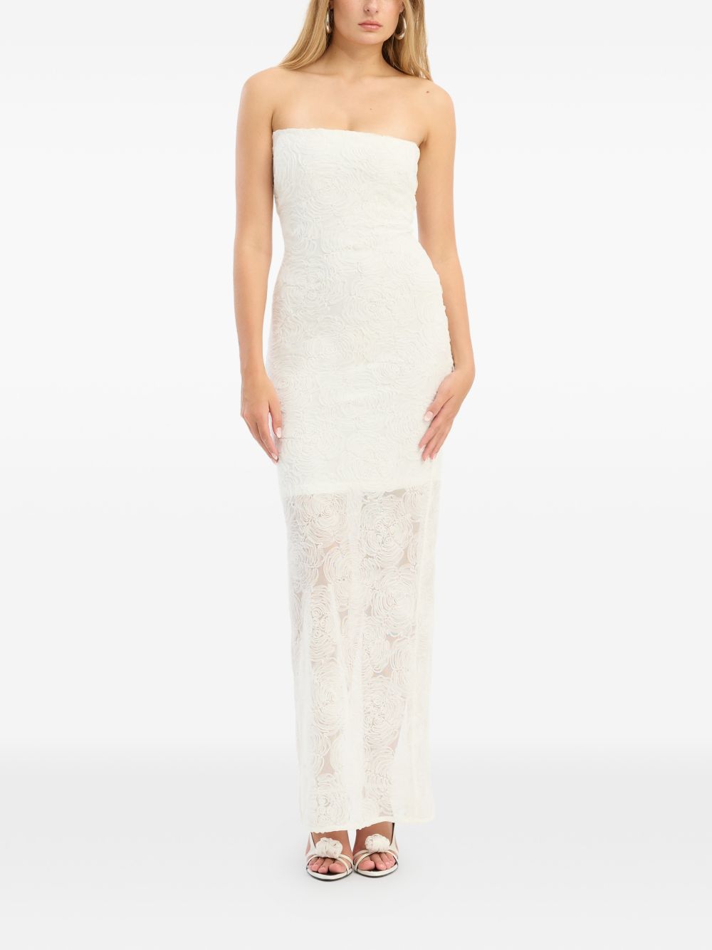 Abito lungo senza spalline in bianco Rotate - donna 