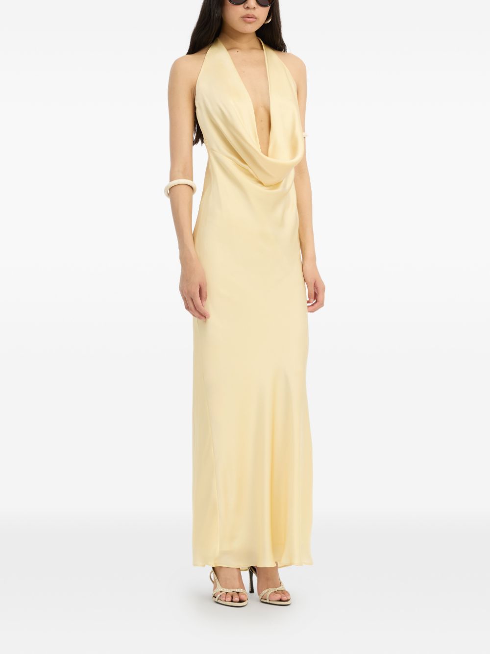 Abito lungo in chiffon giallo ROTATE - donna 