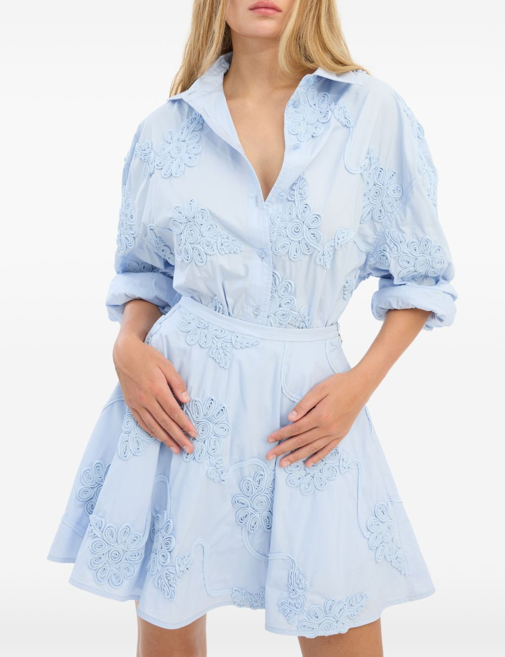Camicia oversize con fiori in azzurro ROTATE - donna 